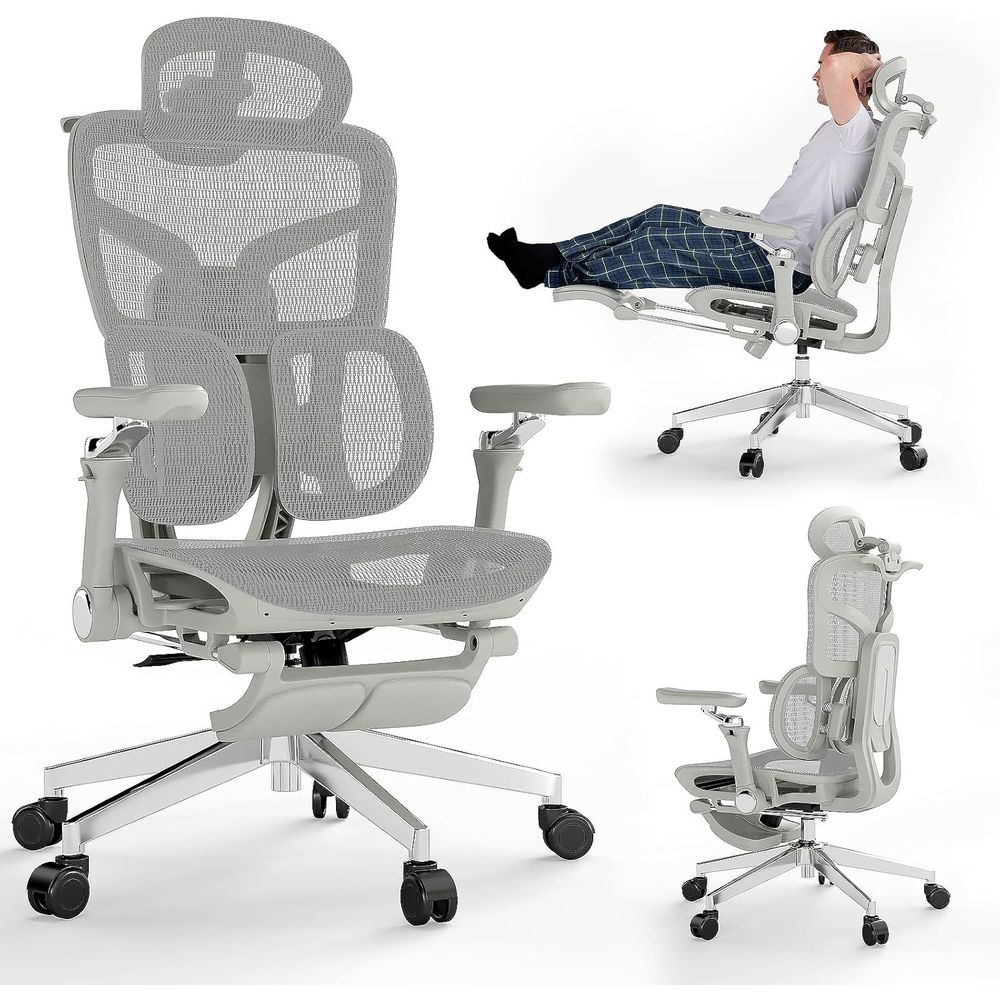 Office Furniture Zone - Sedia da ufficio ergonomica con poggiapiedi